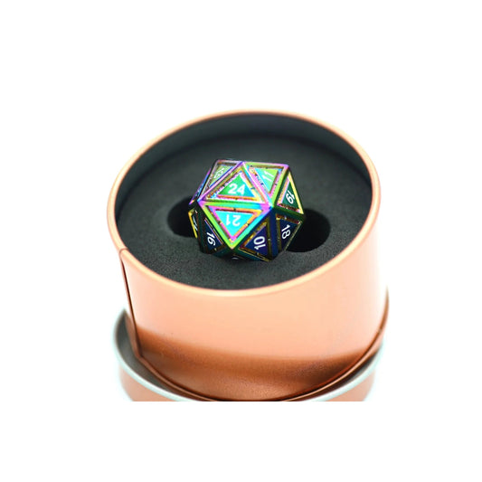 Titan's Fist Solid Metal D24 Die - Prism Rainbow - Hymgho Dice