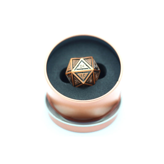 Titan's Fist Solid Metal D24 Die - Ancient Copper - Hymgho Dice