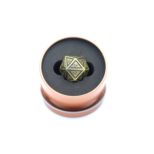 Titan's Fist Solid Metal D24 Die - Ancient Bronze - Hymgho Dice
