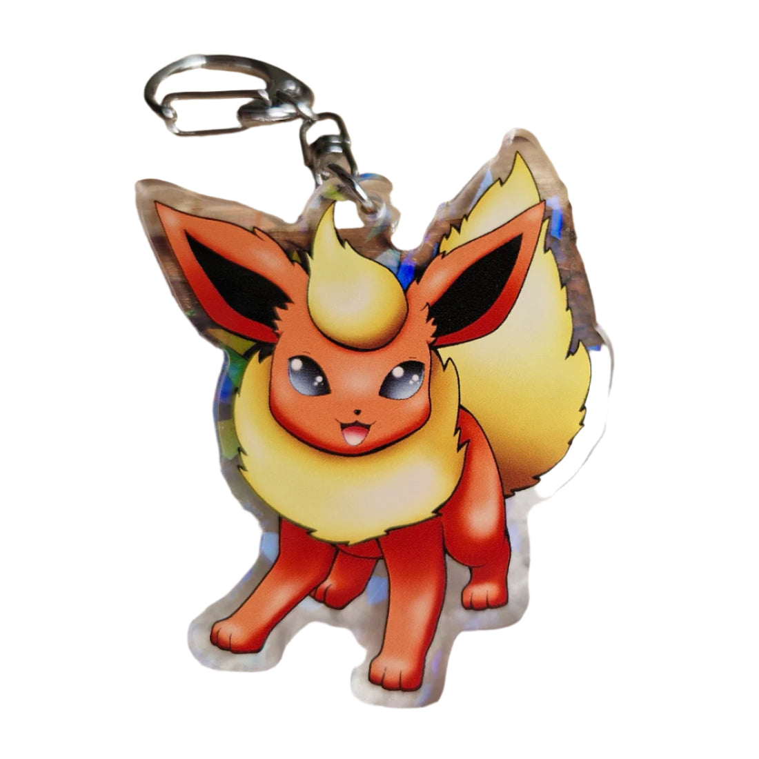 Pokemon Flareon Crystal Holographic Acrylic Keychain - Mez Arts