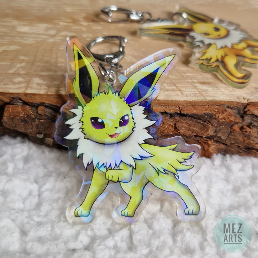 Pokemon Jolteon Crystal Holographic Acrylic Keychain - Mez Arts
