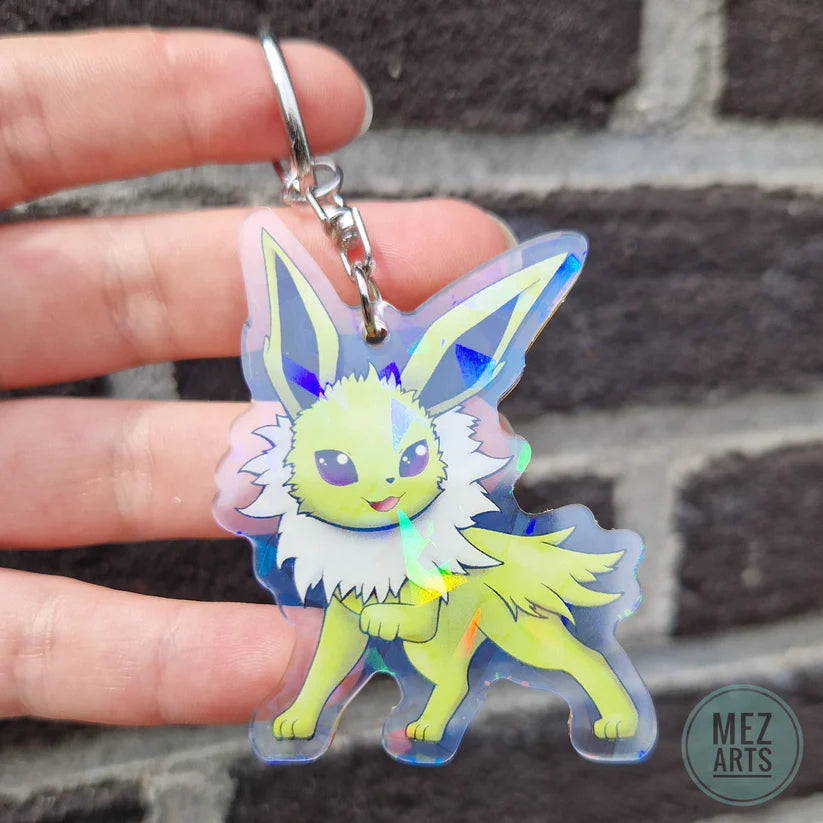 Pokemon Jolteon Crystal Holographic Acrylic Keychain - Mez Arts