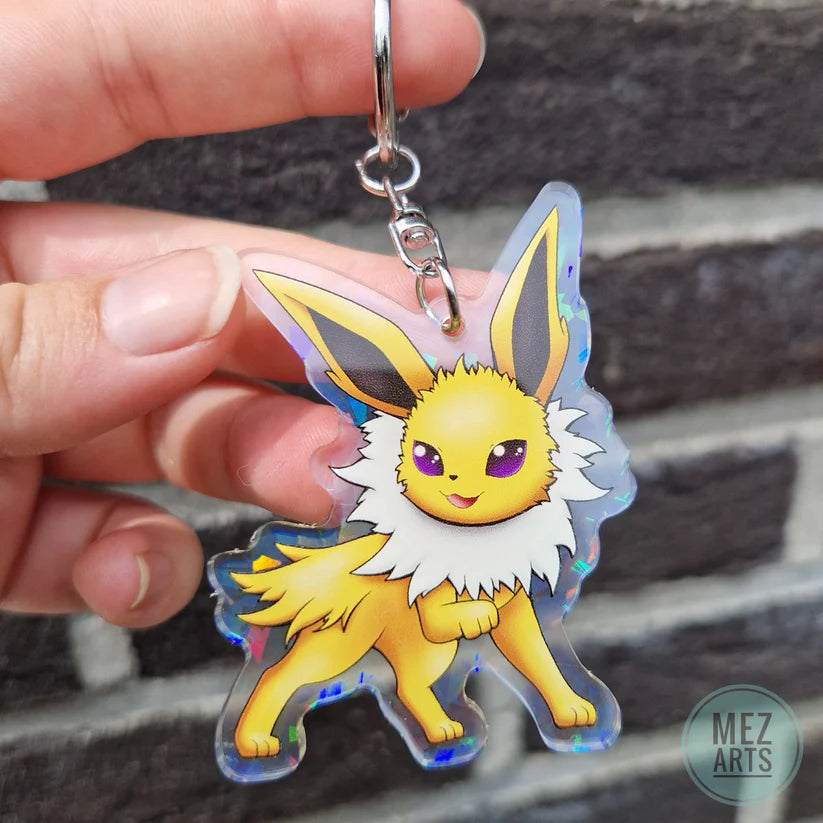 Pokemon Jolteon Crystal Holographic Acrylic Keychain - Mez Arts