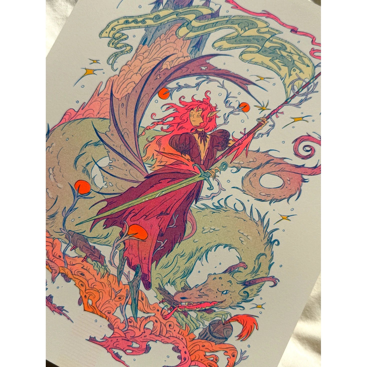 Dragon Warrior Riso Print - Natalie Andrewson
