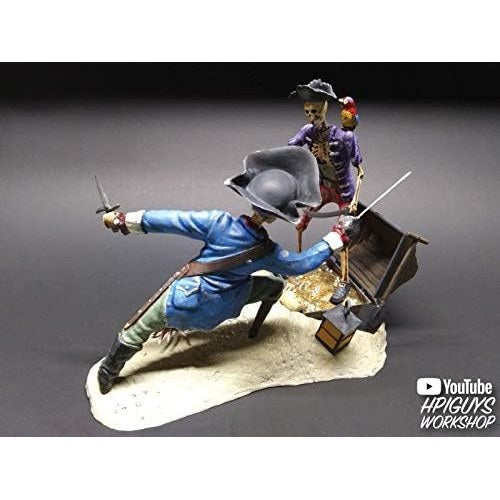 Duel With Death 1/12 Scale Skeleton Pirate Diorama Model Kit - Lindberg - Jolly Roger Series