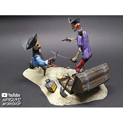 Duel With Death 1/12 Scale Skeleton Pirate Diorama Model Kit - Lindberg - Jolly Roger Series