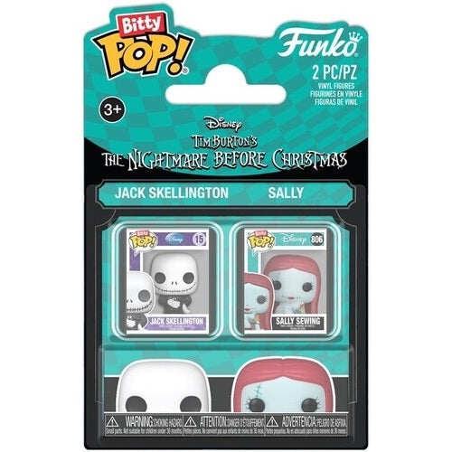 The Nightmare Before Christmas Jack Skellington & Sally Vinyl Mini Figure 2-Pack - Funko - Bitty POP! Disney #15 & 449