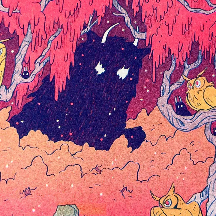 Book of Owls Fantasy Art Riso Print - Natalie Andrewson - Autumn Halloween Theme