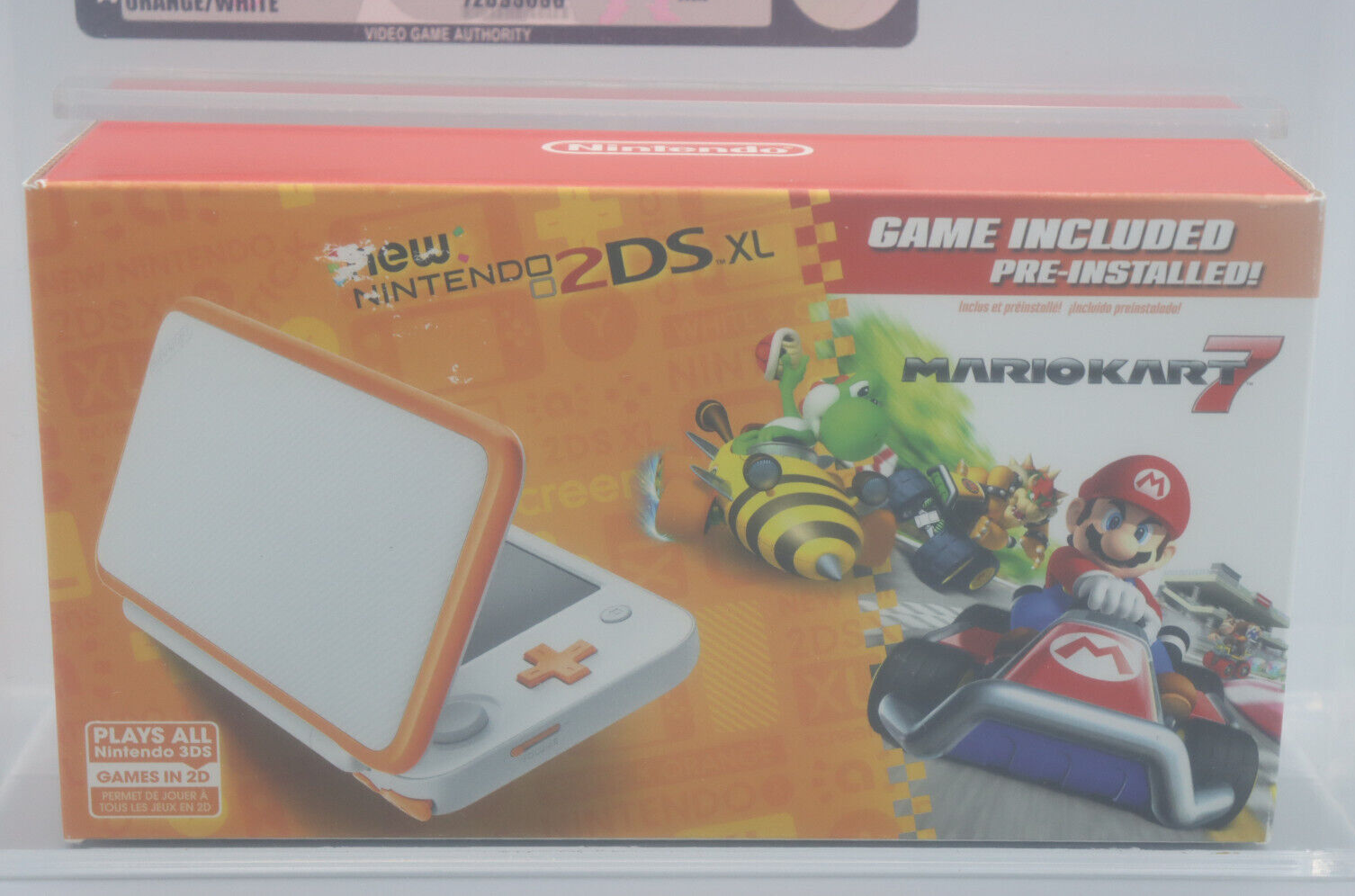 New Nintendo 2DS XL Mario Kart 7 Orange/White Game Console Bundle NIB VGA 80+ NM