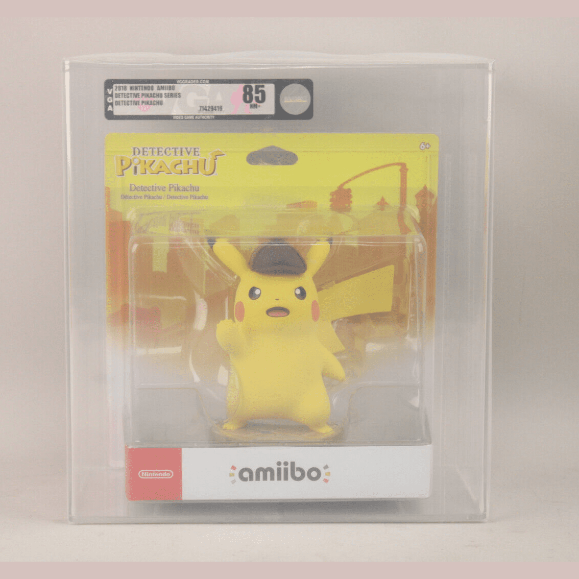 Nintendo Amiibo Detective Pikachu Figure New Fact. Sealed VGA Graded 85 NM+ 2018