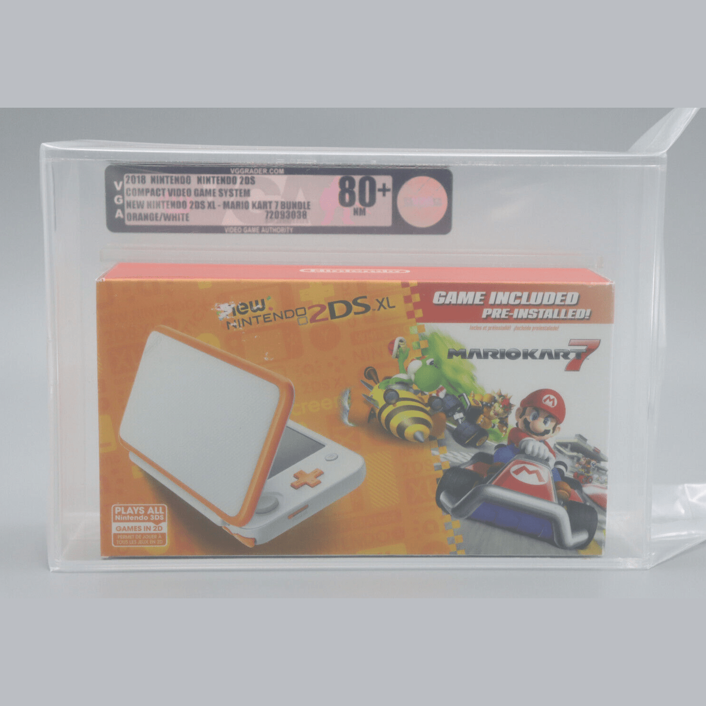 New Nintendo 2DS XL Mario Kart 7 Orange/White Game Console Bundle NIB VGA 80+ NM