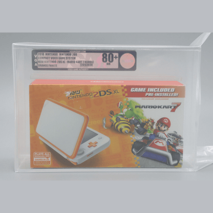 New Nintendo 2DS XL Mario Kart 7 Orange/White Game Console Bundle NIB VGA 80+ NM