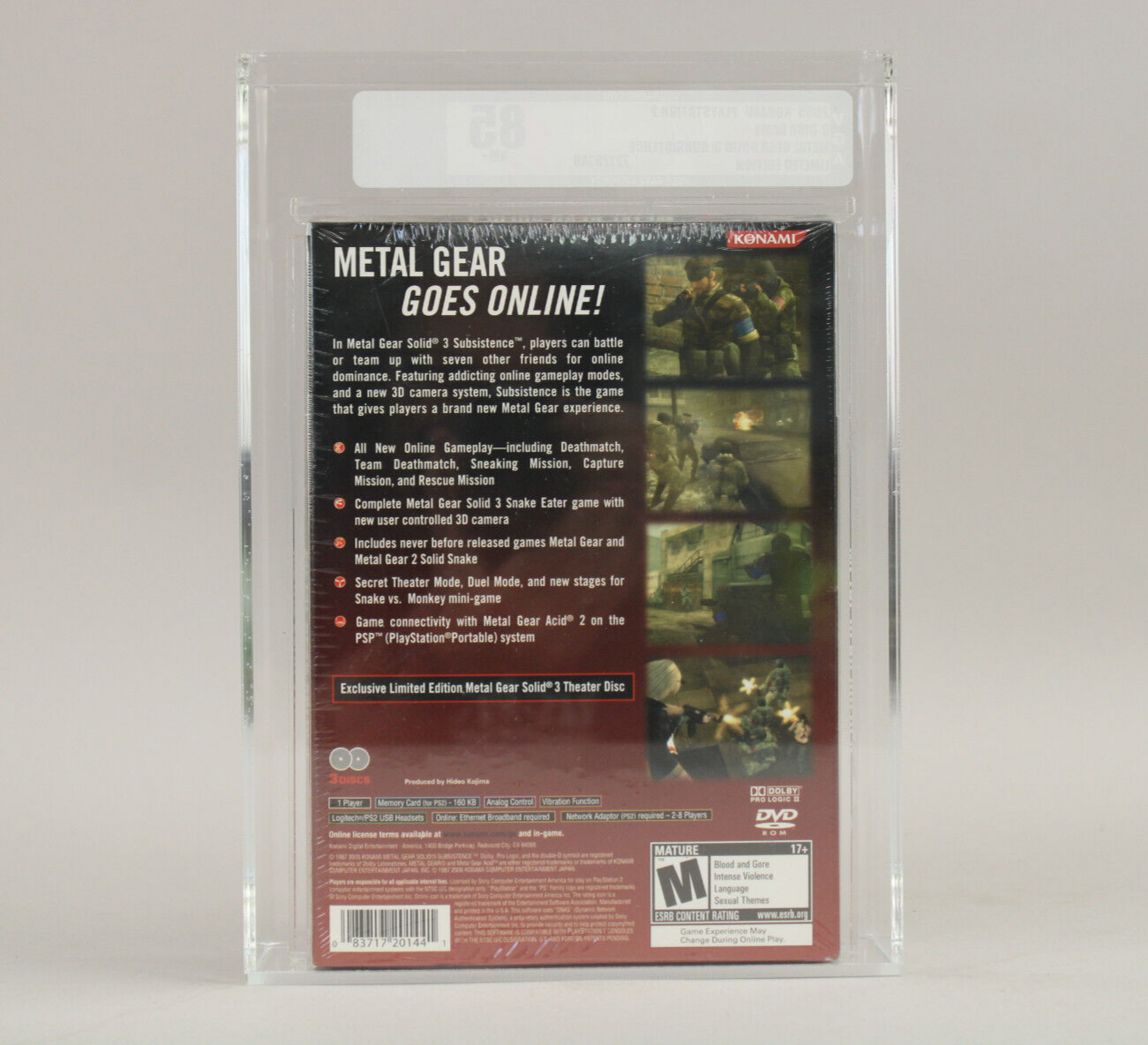 Metal Gear Solid 3 Subsistence Limited Edition Sony PlayStation 2 PS2 VGA 85 NM+