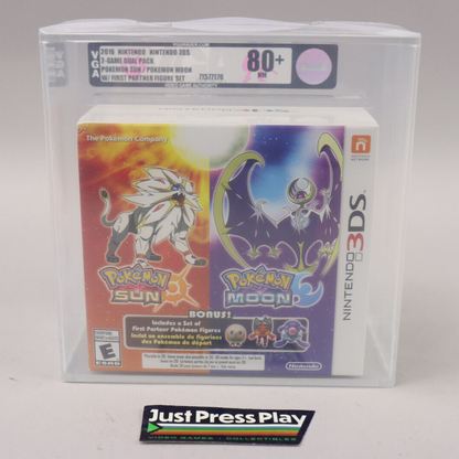 Pokemon Sun & Moon Double Dual Pack with 3 Figures 3DS New Sealed VGA 80+ NM