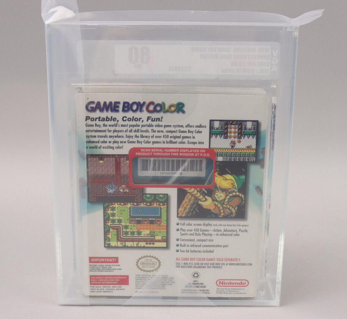 Nintendo Game Boy Color GBC Handheld System Teal NIB Brand New VGA Graded 80 NM