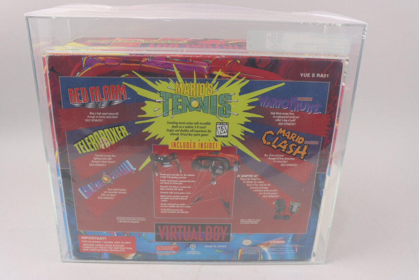 1995 Nintendo Virtual Boy System w/ Mario's Tennis VGA Graded 80+ NM Qualified