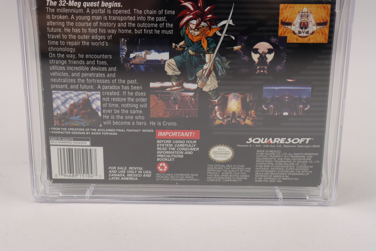 Chrono Trigger Super Nintendo SNES 1995 Squaresoft CIB Complete CGC Graded 8.0