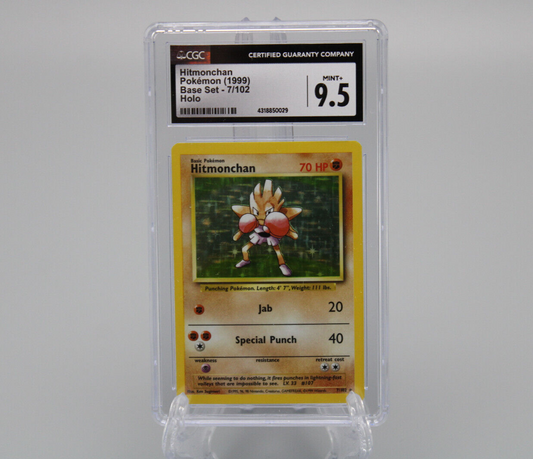 Pokemon TCG Hitmonchan Base Set Holo Card 7/102 CGC Graded 9.5 MINT+ 1999