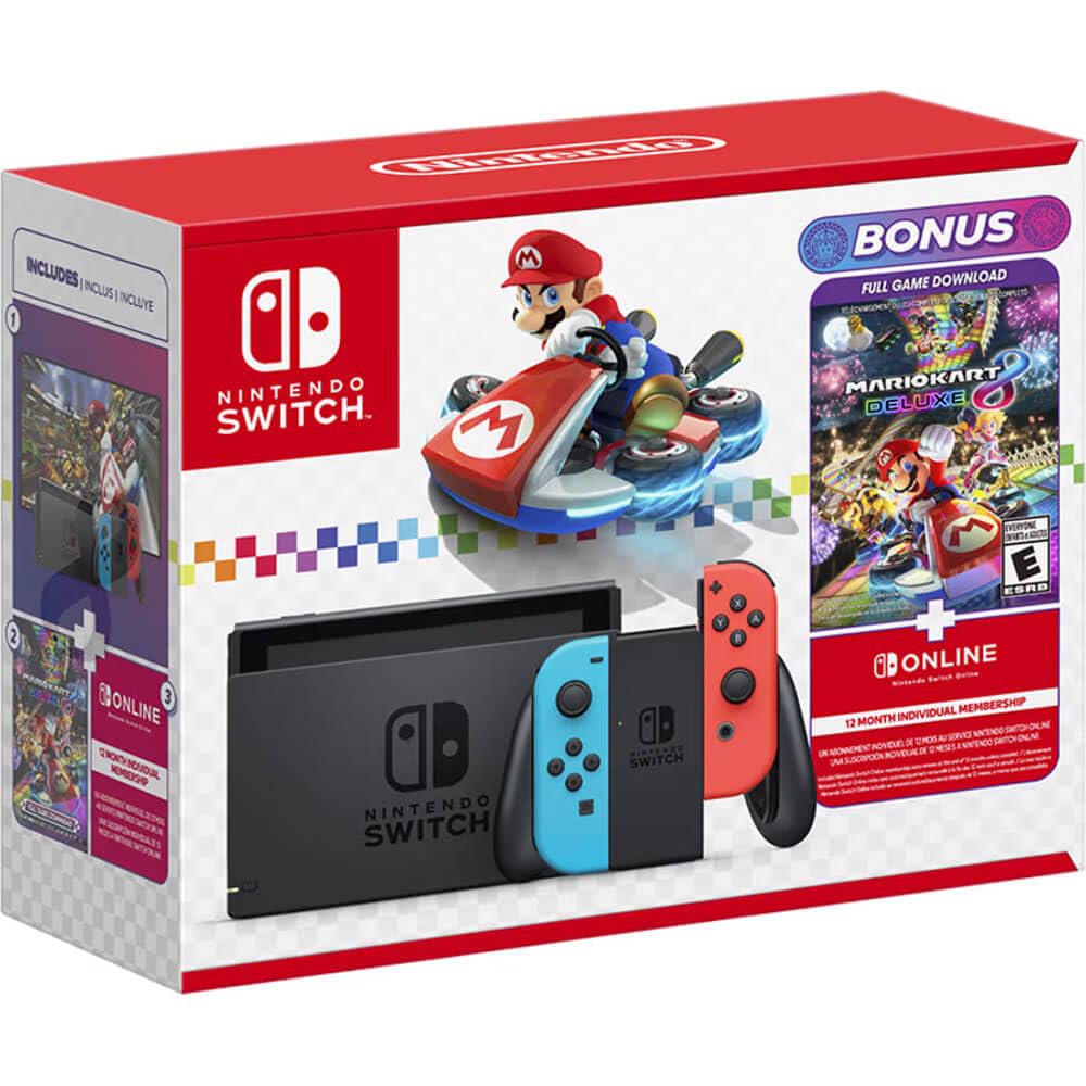 Nintendo Switch Mario Kart 8 Deluxe Bundle - Console & Game + Switch Online - Nintendo