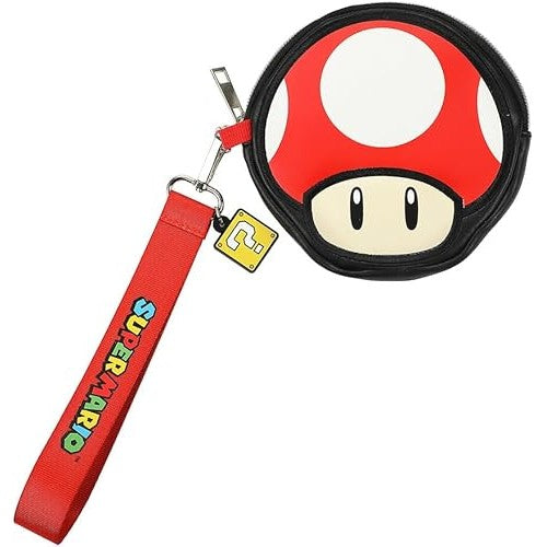 Super Mario Bros Super Mushroom Coin Pouch with Wrist Strap - Bioword