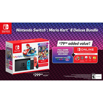 Nintendo Switch Mario Kart 8 Deluxe Bundle - Console & Game + Switch Online - Nintendo