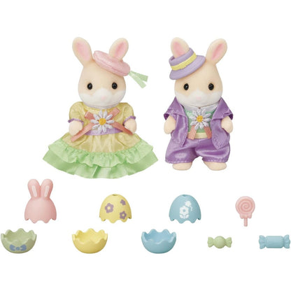 Calico Critters Easter Celebration Doll Set - 2 Bunny Figures with Accessories - Epoch Everlasting Play