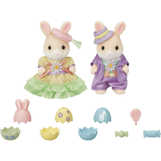 Calico Critters Easter Celebration Doll Set - 2 Bunny Figures with Accessories - Epoch Everlasting Play