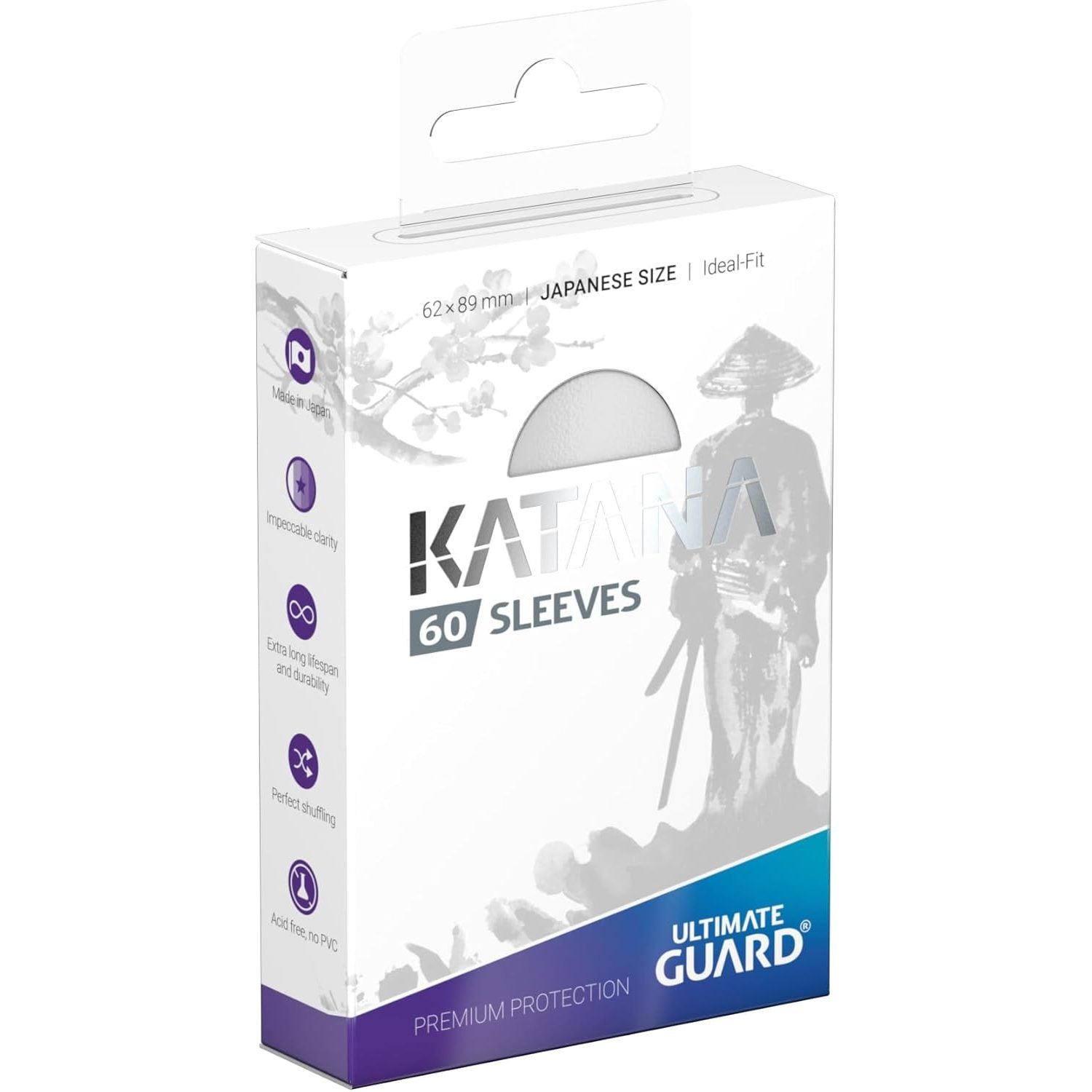 Katana Premium TCG Card Sleeves - 60 Count, White, Japanese Size - Ultimate Guard