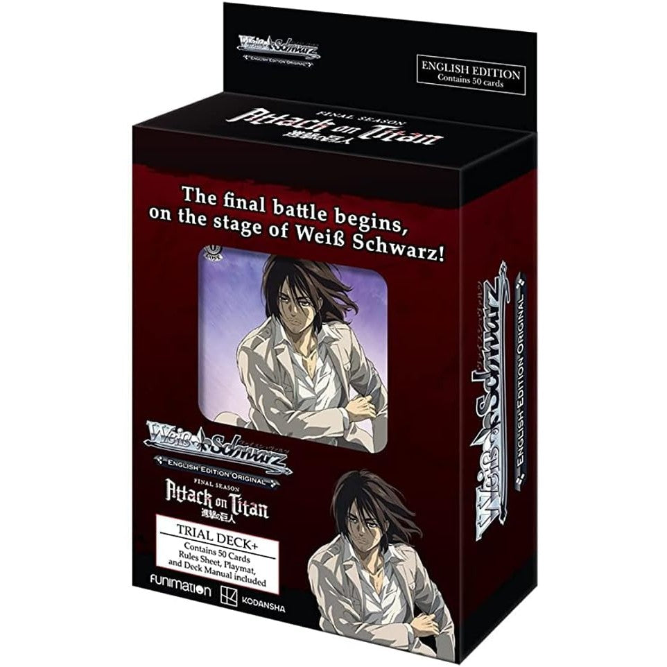 Weiss Schwarz Attack on Titan Final Season Trial Deck+ - 50 Cards, English Edition - Includes Playmat, Rules & Manual!