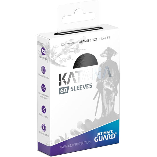 Katana Premium TCG Card Sleeves - 60 Count, Black, Japanese Size - Ultimate Guard