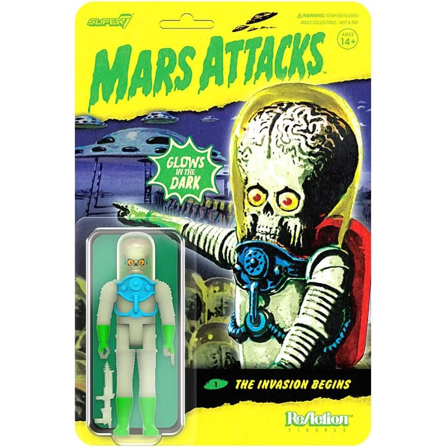 Mars Attacks The Invasion Begins Martian Action Figure Glows in the Dark - Super7 - ReAction Figures