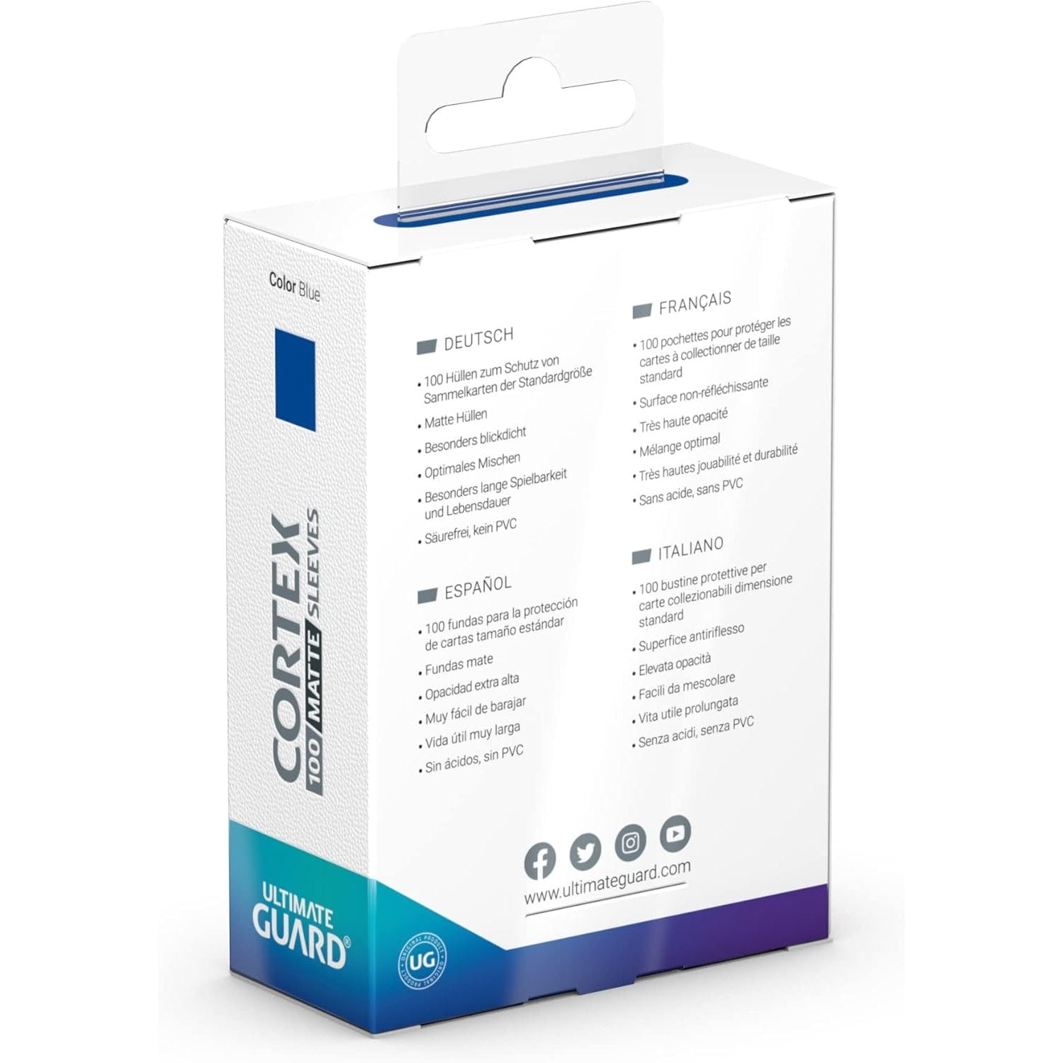 Cortex Outer Card Sleeves - 100 Matte Blue Standard Size TCG - Ultimate Guard