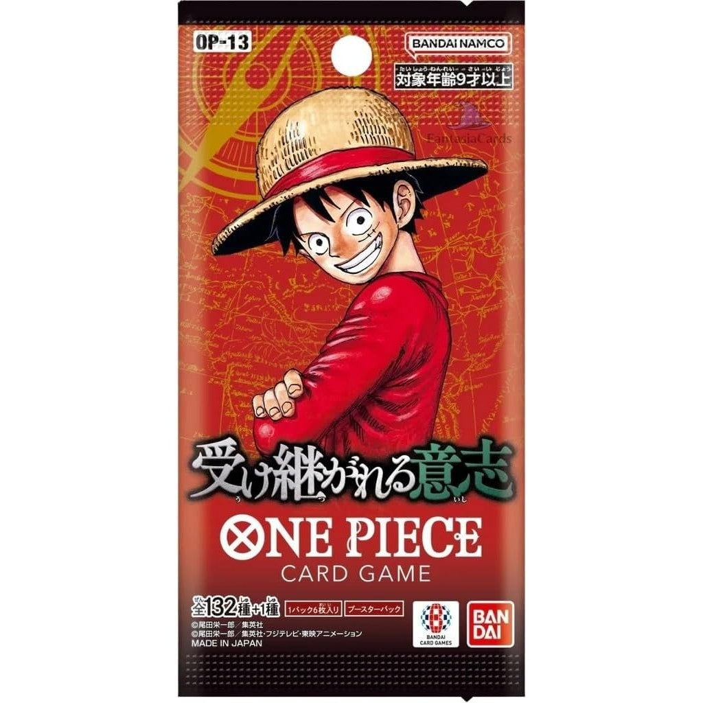 One Piece Card Game Carrying on His Will Booster Pack OP13 - 6 Cards, Japanese - Bandai Namco