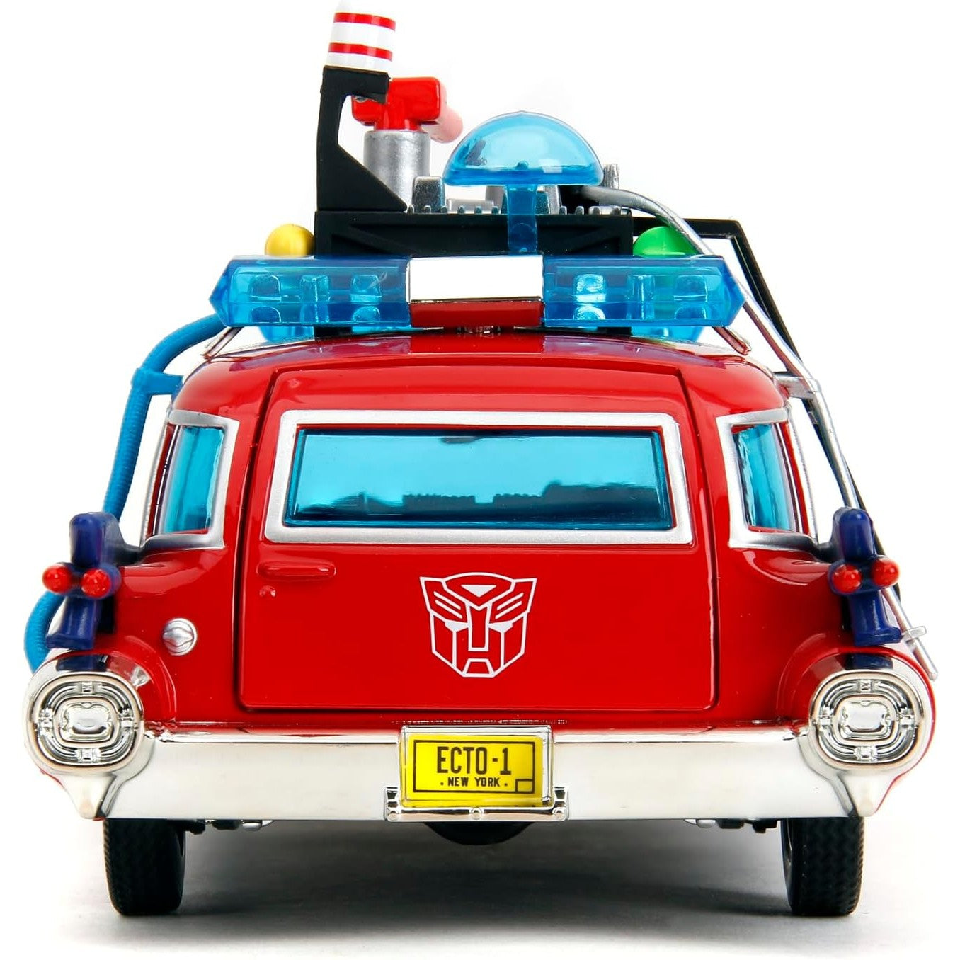 Transformers x Ghostbusters Ecto-1 Optimus Prime Graphics 1:24 Scale Die-Cast Car - Jada Toys - Hollywood Rides