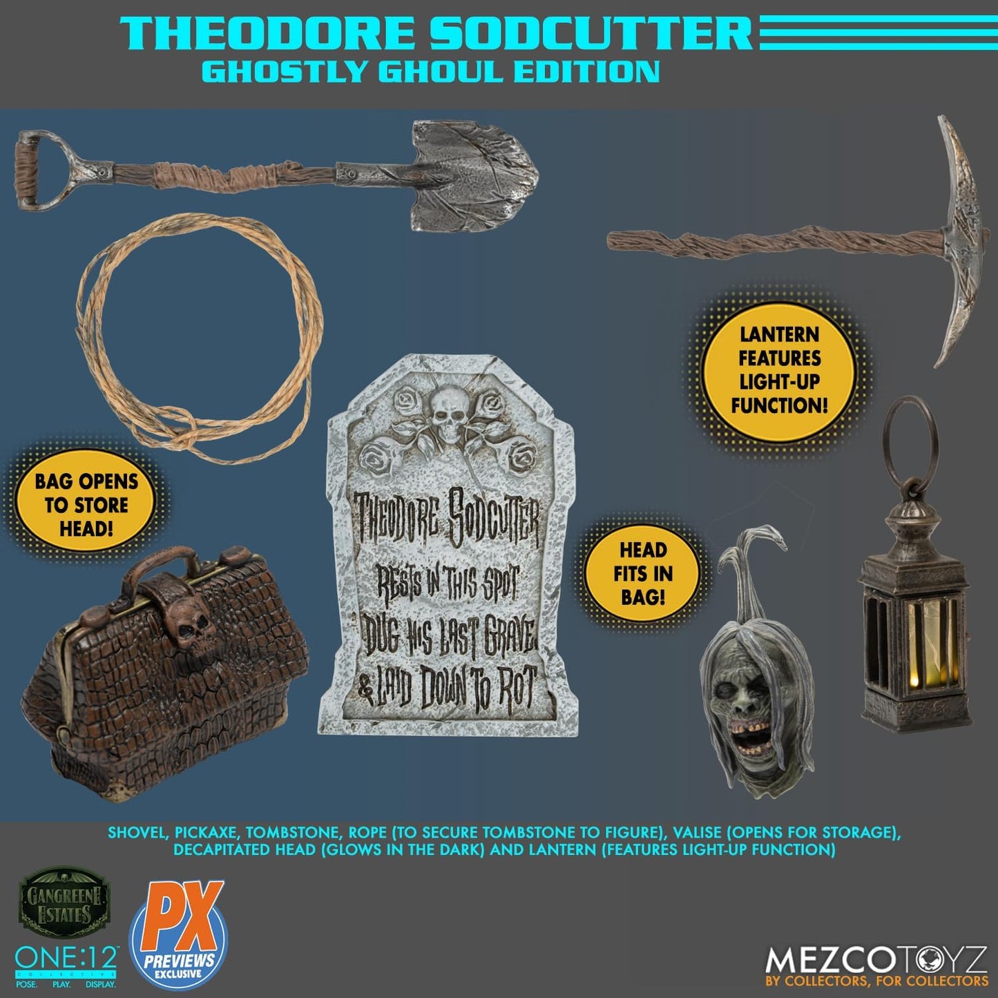 Gangreene Estates Theodore Sodcutter 1/12 Scale Figure - Mezco Toyz ONE:12 Collective - A PX Previews Exclusive!