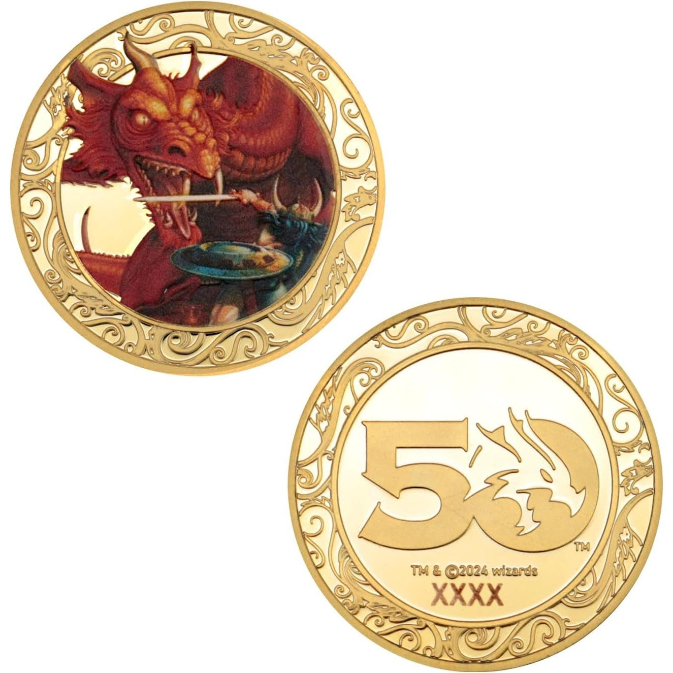 Dungeons & Dragons 50th Anniversary 24K Gold Plated Coin - Fanattik Collectibles - Numbered Limited Edition!