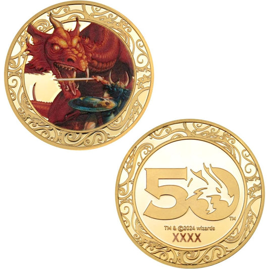 Dungeons & Dragons 50th Anniversary 24K Gold Plated Coin - Fanattik Collectibles - Numbered Limited Edition!