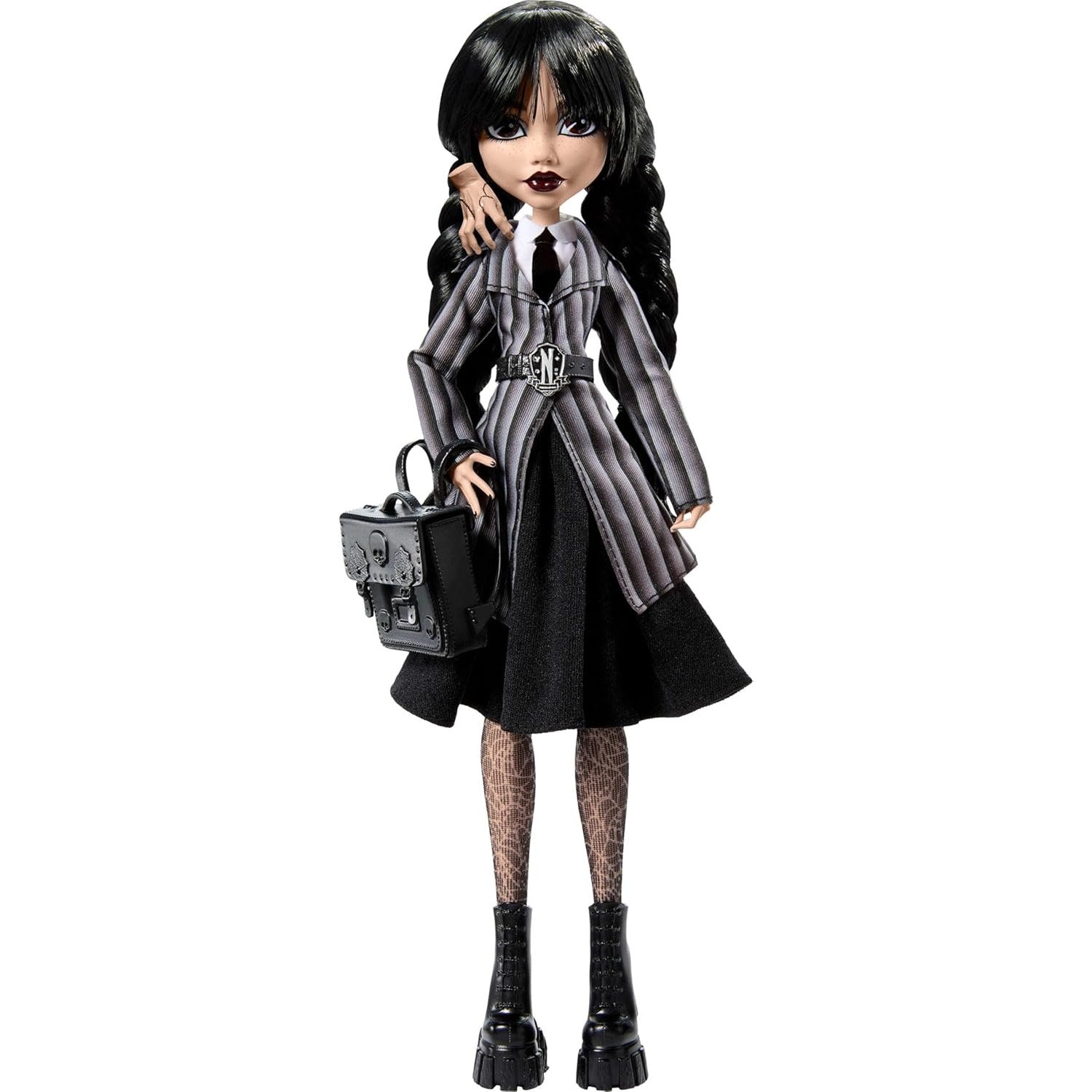 Monster High x Wednesday Wednesday Addams Doll Nevermore Academy Uniform with Thing - Mattel