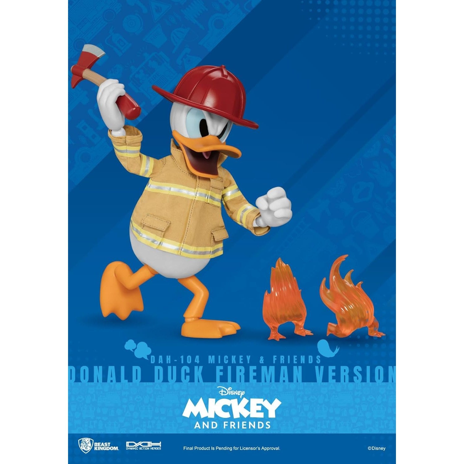 Mickey and Friends Donald Duck Fireman Action Figure - Disney, Beast Kingdom - Dynamic 8ction Heroes DAH-104