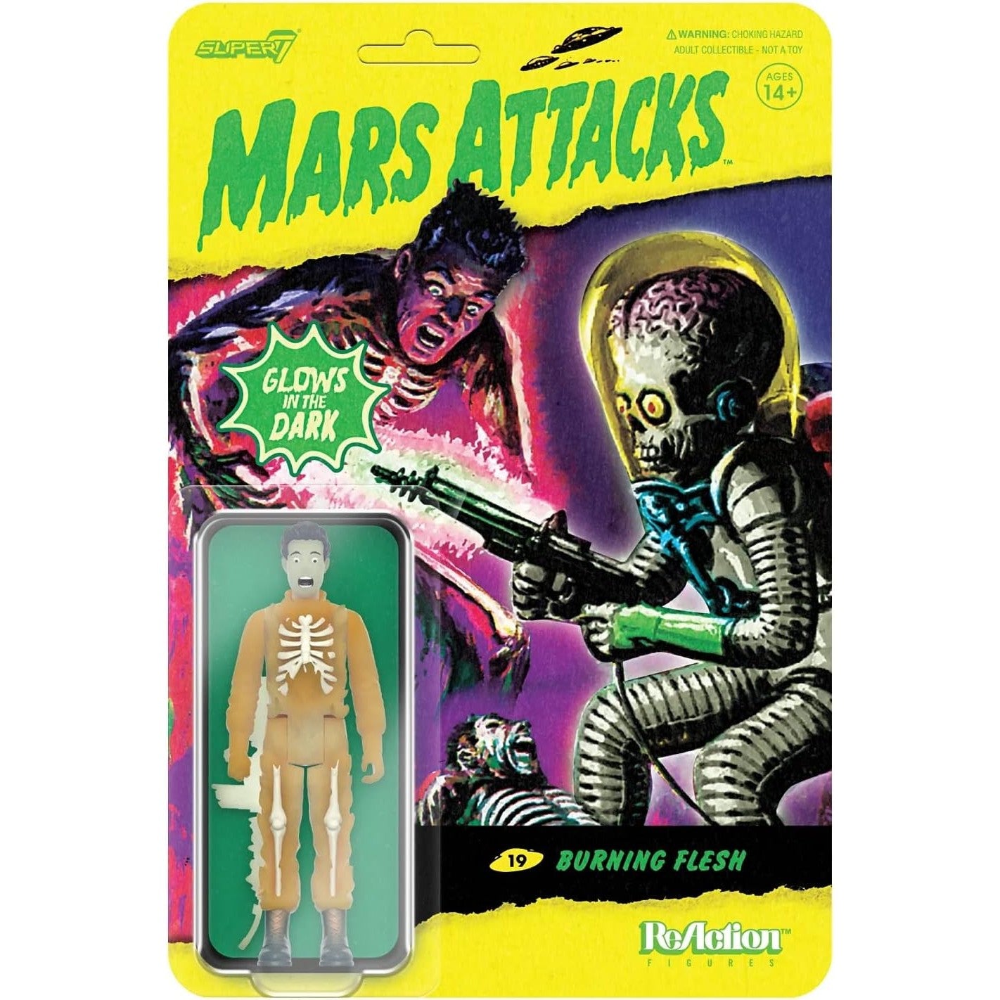 Mars Attacks Burning Flesh Glow Ver. Action Figure - Super7 - ReAction Wave 2
