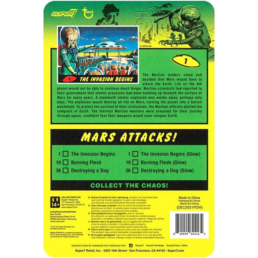 Mars Attacks The Invasion Begins Martian Action Figure Glows in the Dark - Super7 - ReAction Figures