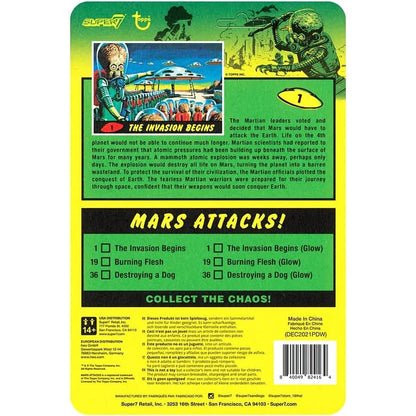 Mars Attacks The Invasion Begins Martian Action Figure Glows in the Dark - Super7 - ReAction Figures