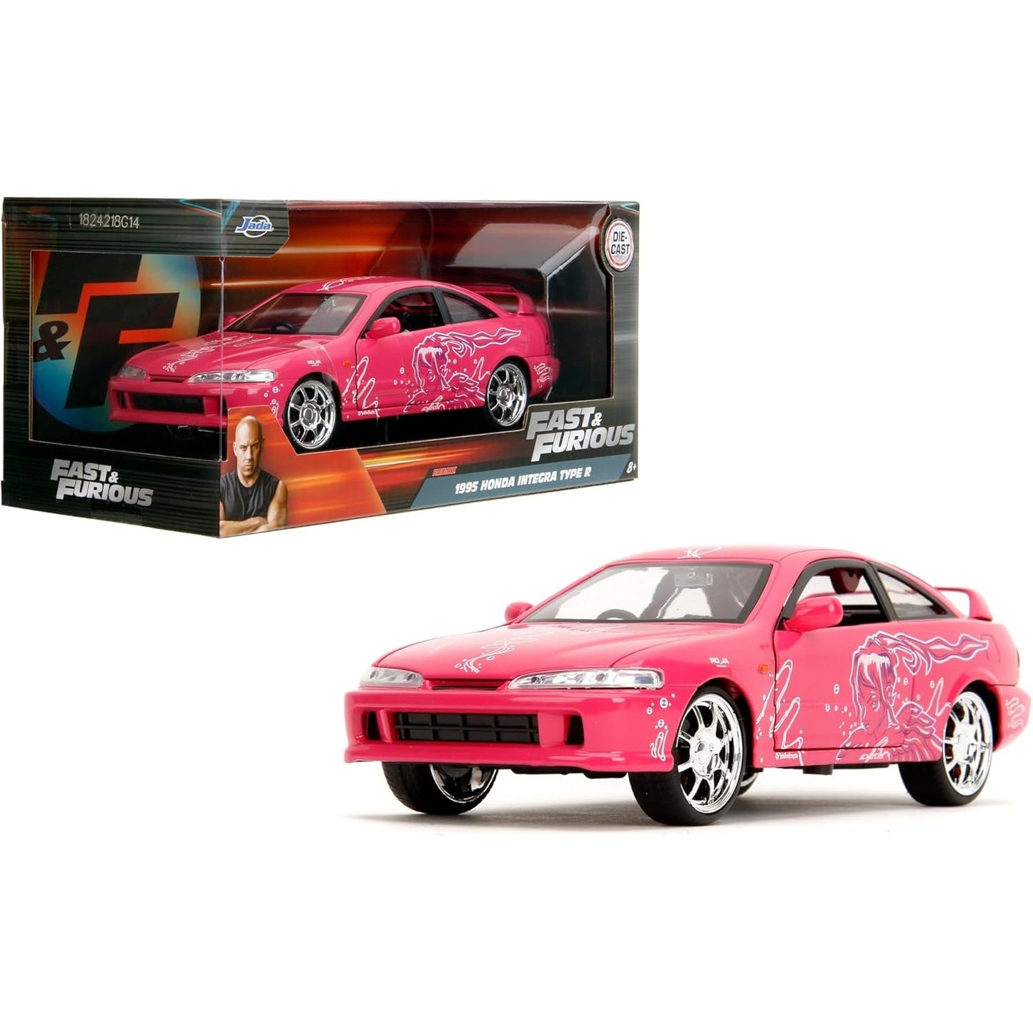 Fast & Furious 1995 Honda Integra Type R Suki's Pink Design - 1/24 Scale Die-Cast Car - Jada Toys