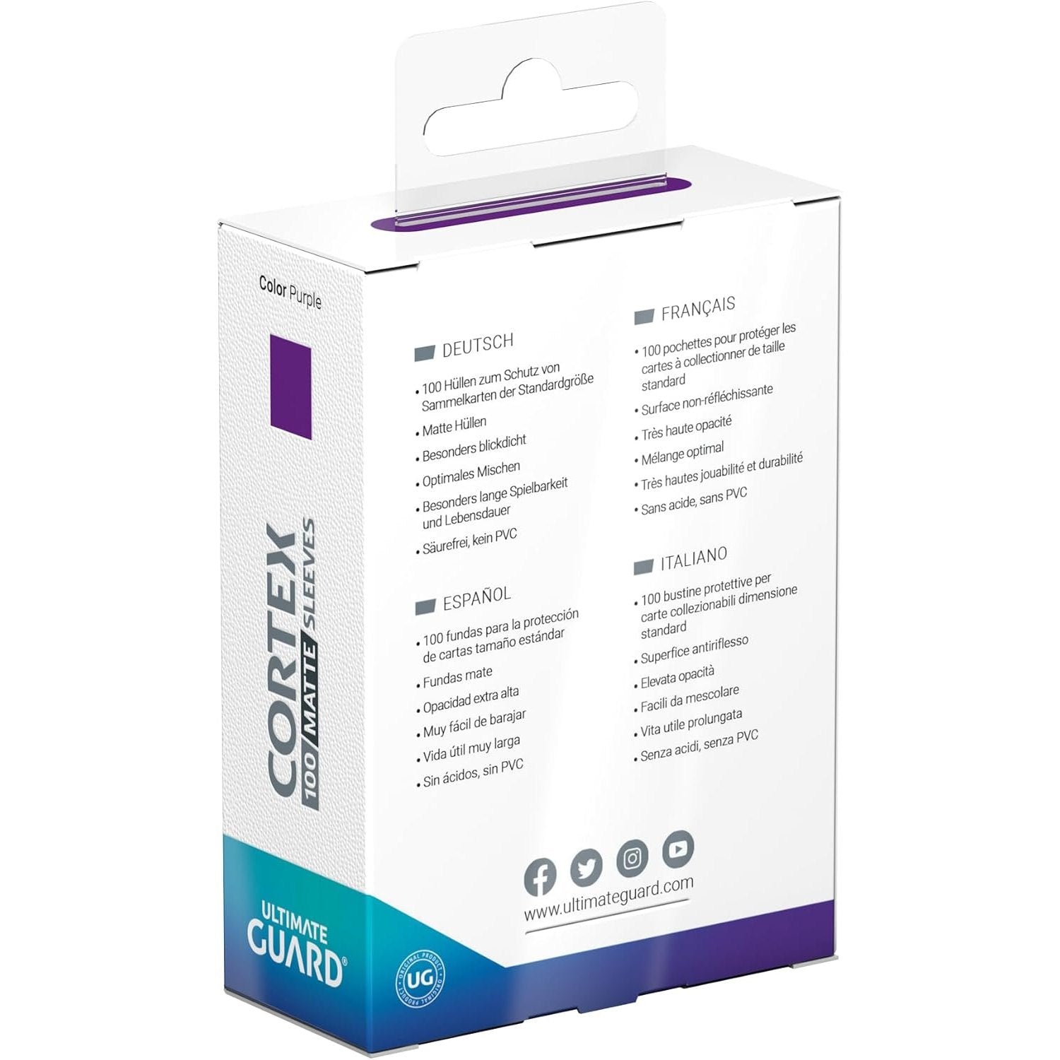 Cortex Matte TCG Card Sleeves - Purple, 100 Count, Standard Size - Ultimate Guard