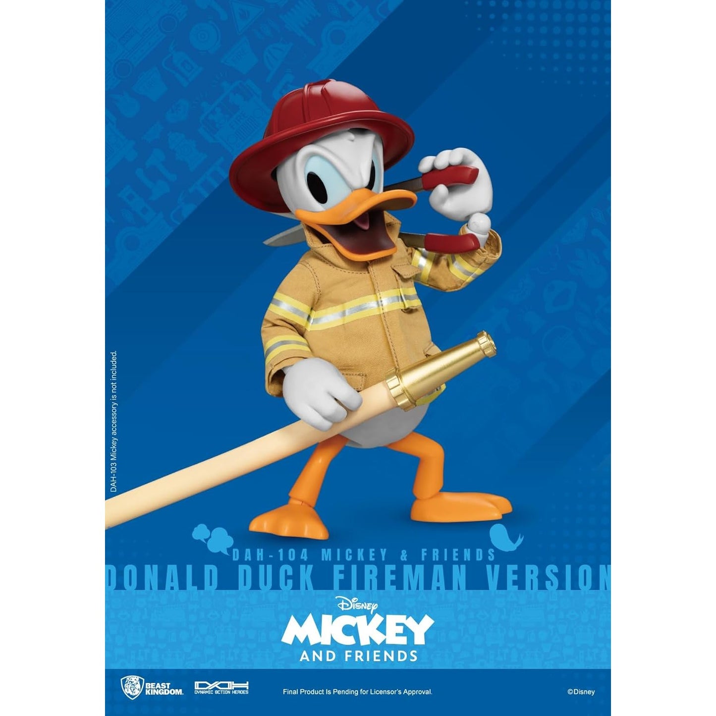 Mickey and Friends Donald Duck Fireman Action Figure - Disney, Beast Kingdom - Dynamic 8ction Heroes DAH-104