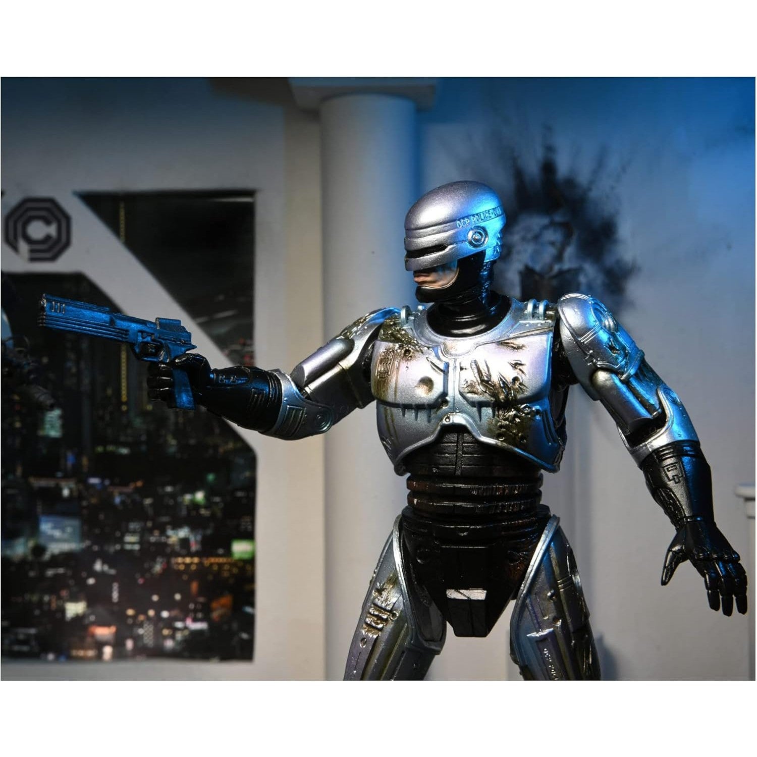 RoboCop Ultimate Battle Damaged RoboCop 7" Scale Figure with Chair - NECA