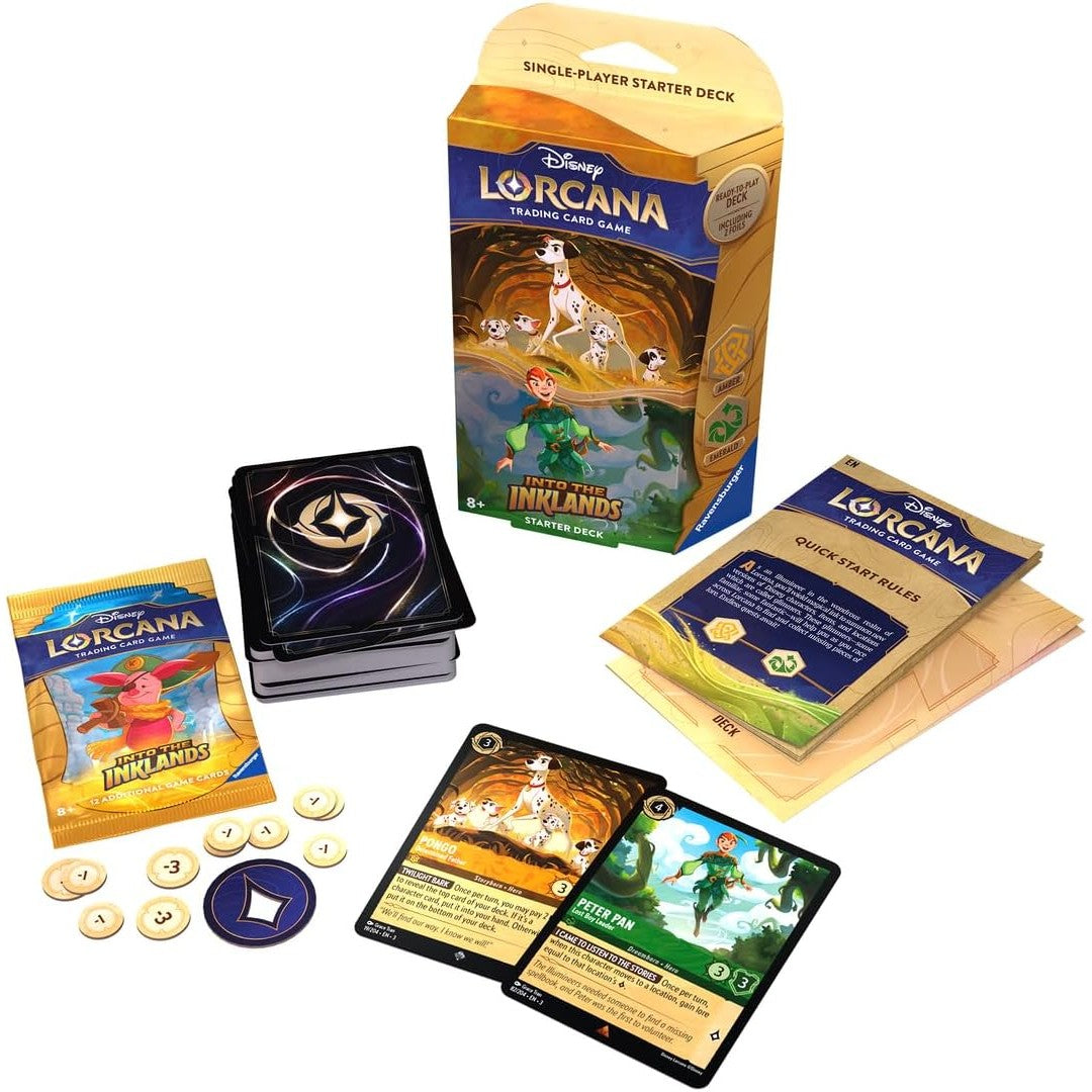 Disney Lorcana TCG Into the Inklands Amber & Emerald Starter Deck - 60 Cards, Ready-to-Play - Ravensberger
