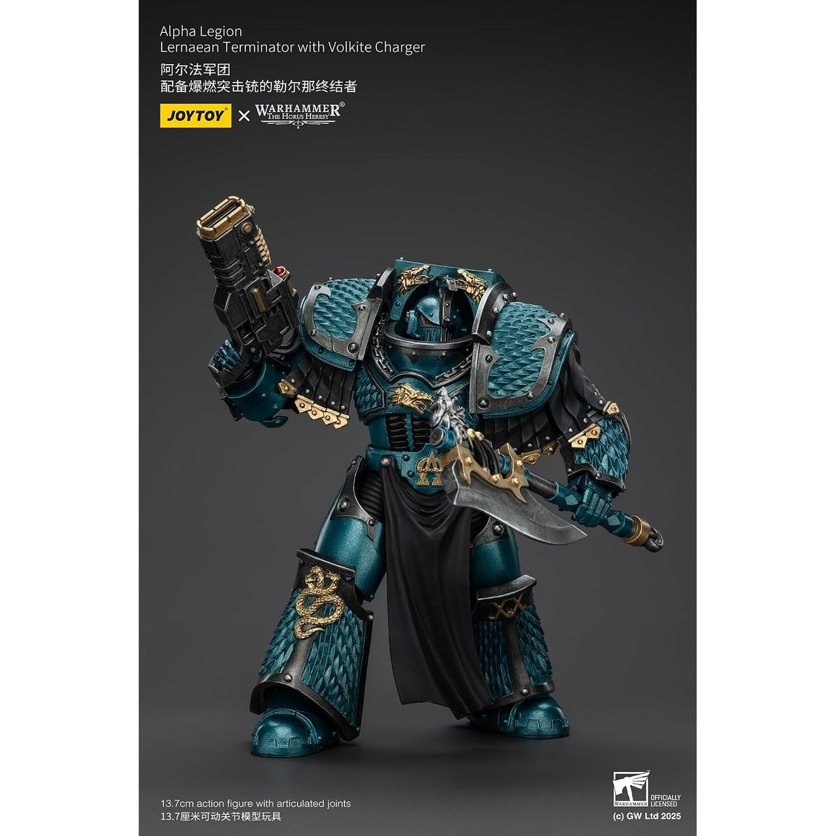 Warhammer: The Horus Heresy Alpha Legion Lernaean Terminator with Volkite Charger 1:18 Scale Action Figure - JoyToy