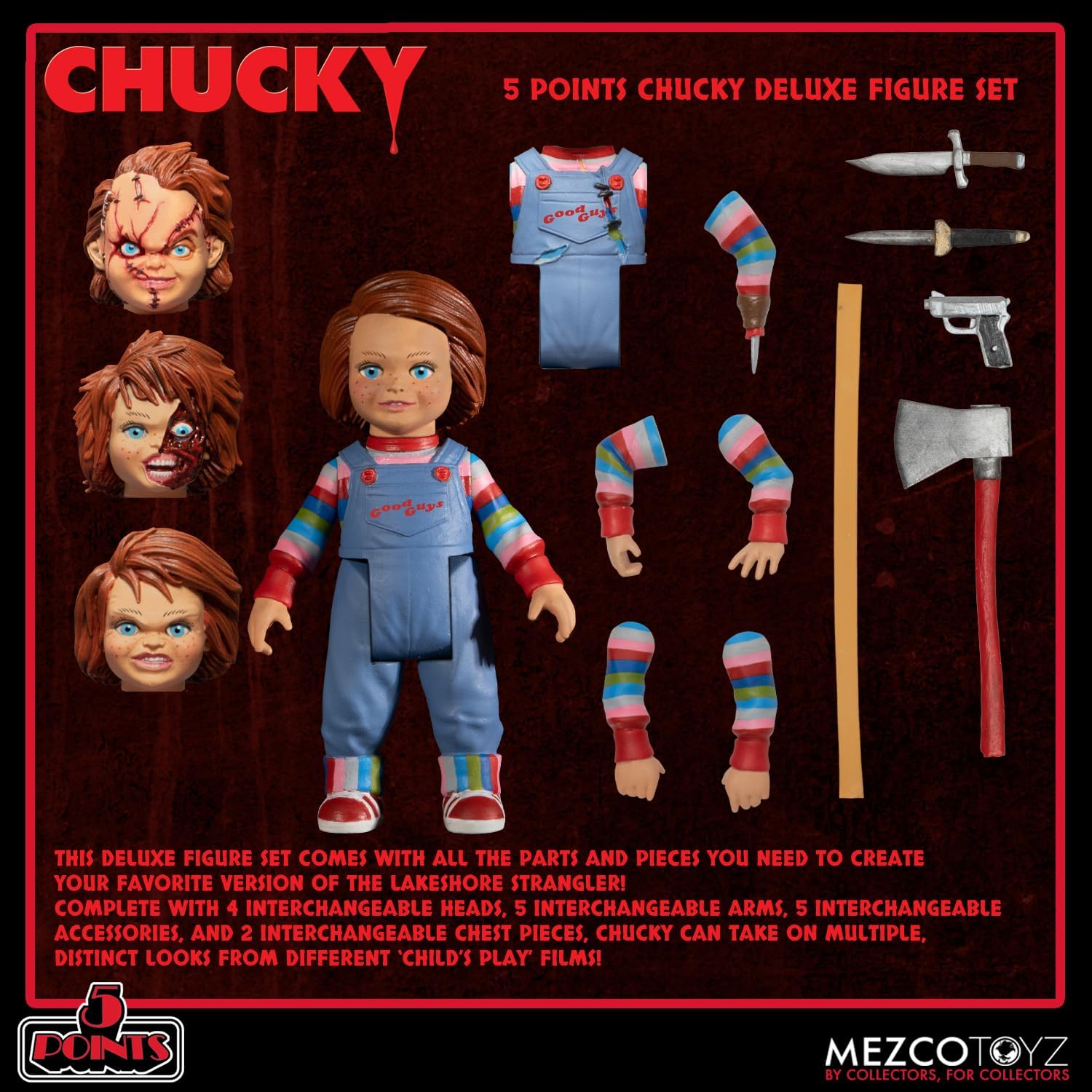 Child's Play Chucky Deluxe Figure Set - Mezco Toyz - 5 Points