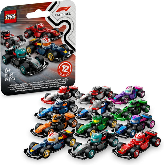 F1 Collectible Race Cars Blind Box - 1 Random Kit, 12 Possible Designs - LEGO #71049